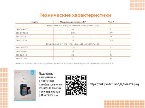 00030200 Частотный преобразователь INSTART SDI-G0.75-2B, 220В, 0,75кВт, 4,7А фото 5